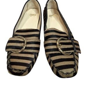 Frances Valentine zebra print calf hair loafers size 8.5